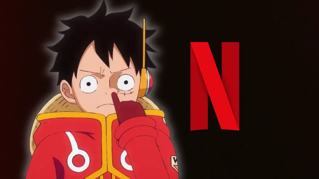 One Piece's Luffy on a Netflix Logo