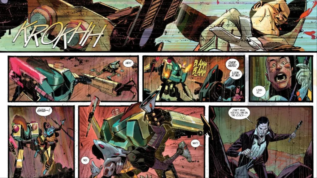 Grant McKay and friends battling a robot from Black Science