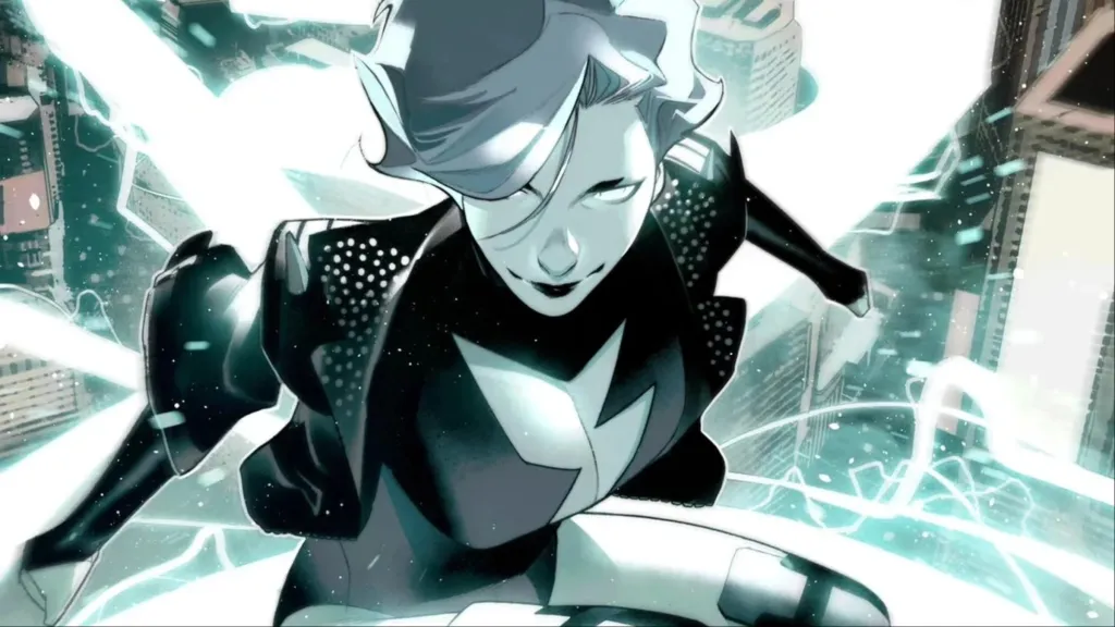 Livewire flying over the city surrounded by lightning