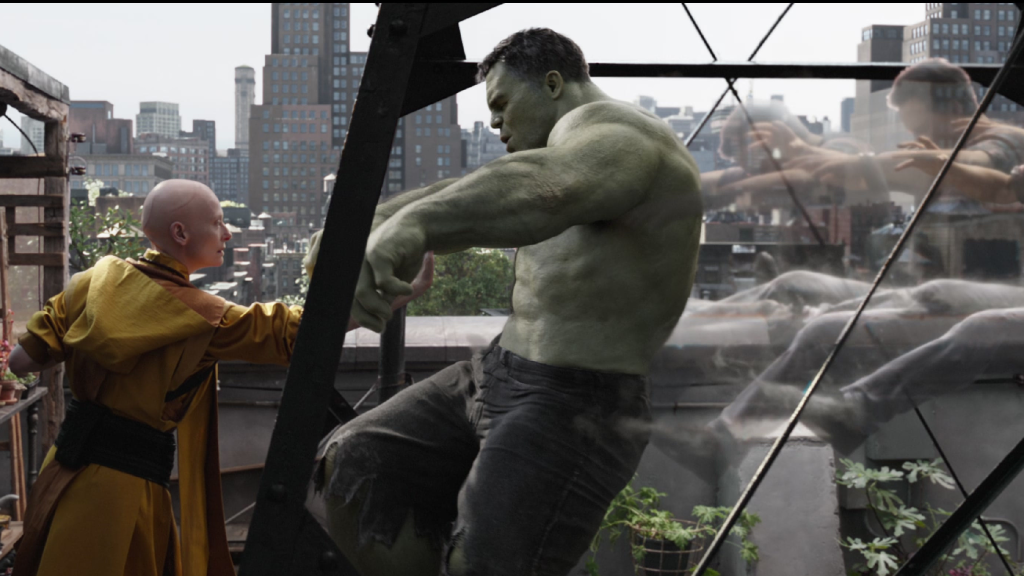 Hulk being magically displaced by the Ancient One in Avengers: Endgame (2019)