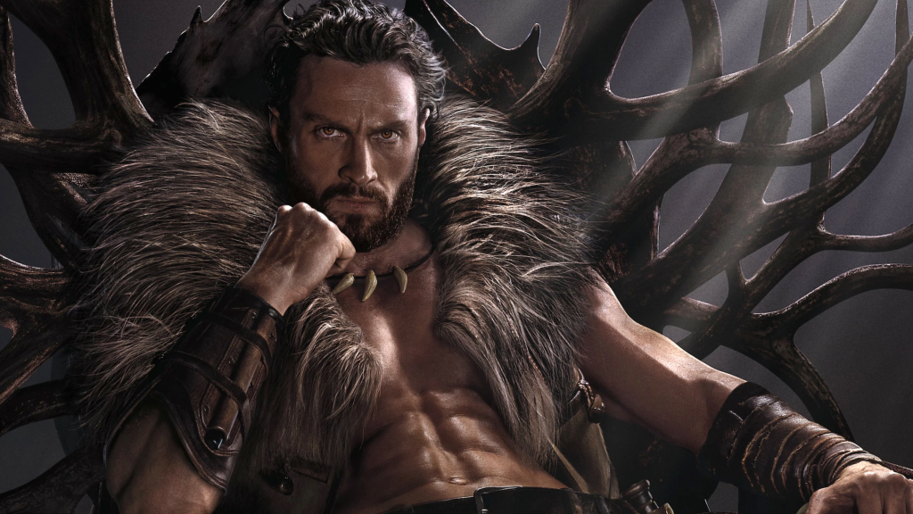 Aaron Talyor-Johnson as Kraven the Hunter in a promotional image for Kraven the Hunter