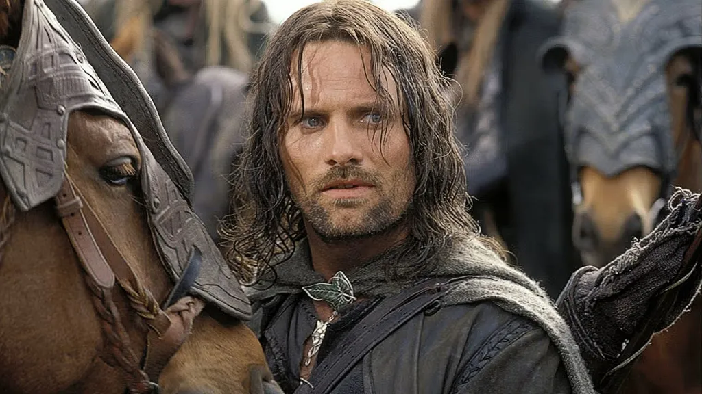 Viggo Mortensen as Aragorn looking annoyed in The Lord of the Rings