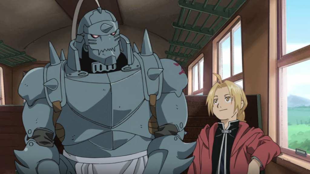Alphone and Edward smiling at each other in Fullmetal Alchemist: Brotherhood