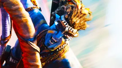 Jake Sully fighting in Avatar Fire and Ash