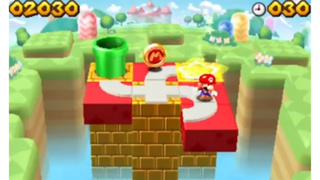 A screenshot from Mario and Donkey Kong: Minis on the Move, showing Mario moving through the map.