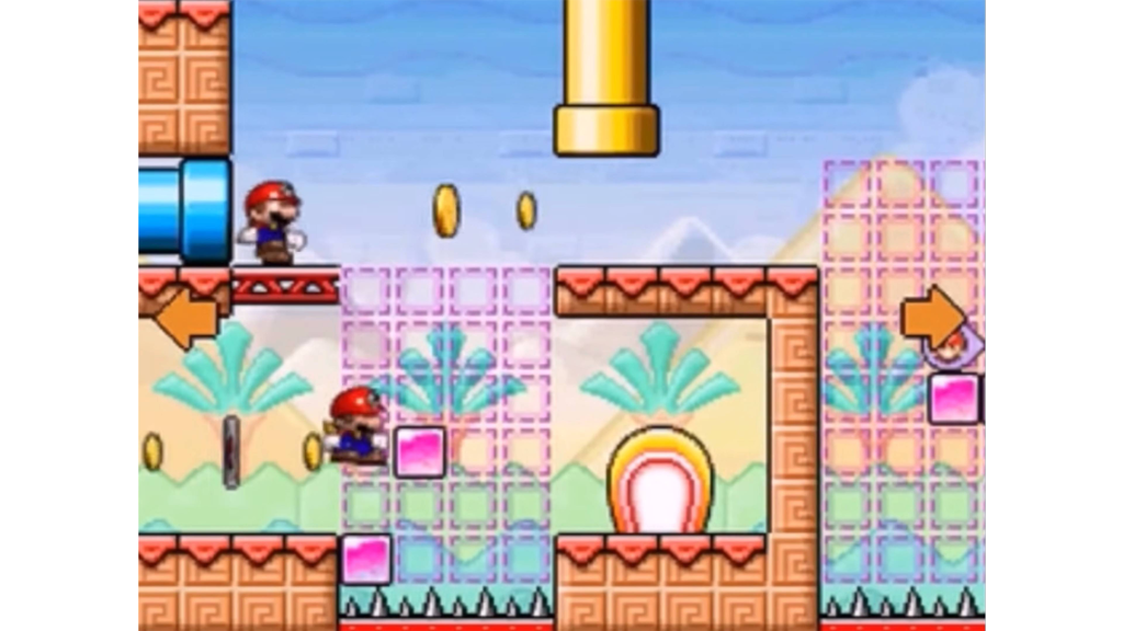 A screenshot from Mario vs. Donkey Kong: Minis March Again!, showing Mario navigating a level.