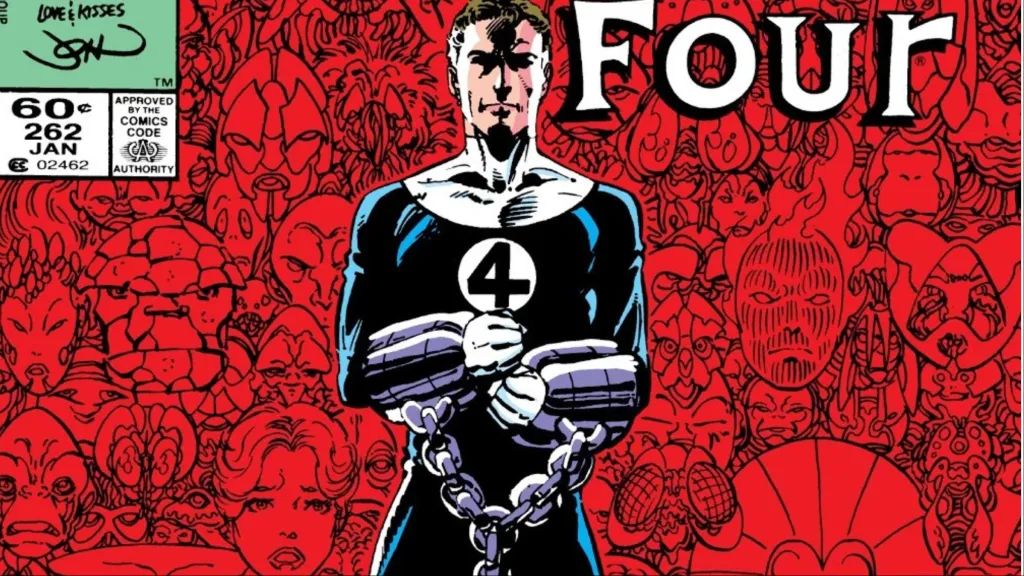 Reed Richards in chains in front of aliens