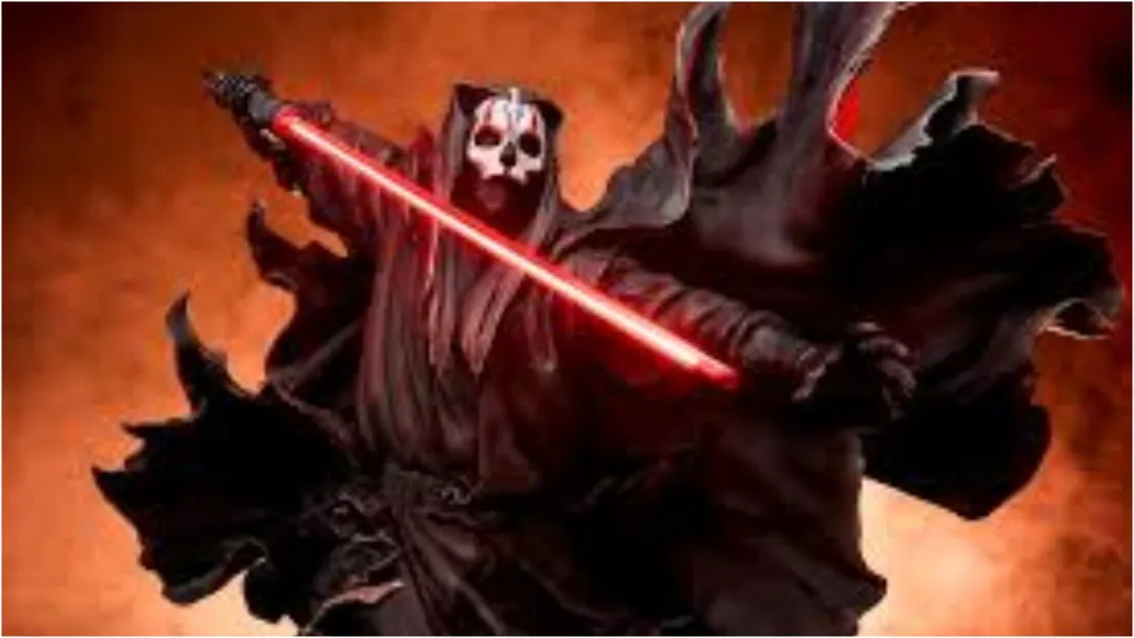 Darth Nihilus with his red lightsaber ready for battle