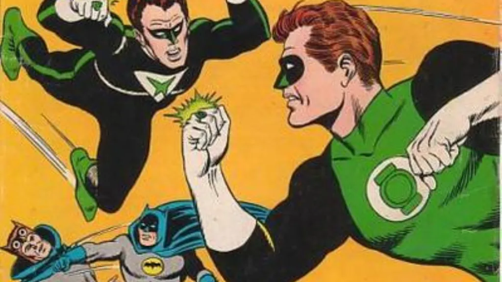 Power Ring flies toward Green Lantern while Batman knocks out Owl Man in the background