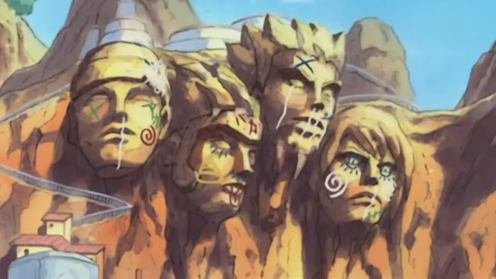 Hokage statues from Naruto