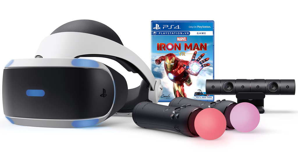 The PlayStation VR bundle with Kinect, controllers, and Iron Man.