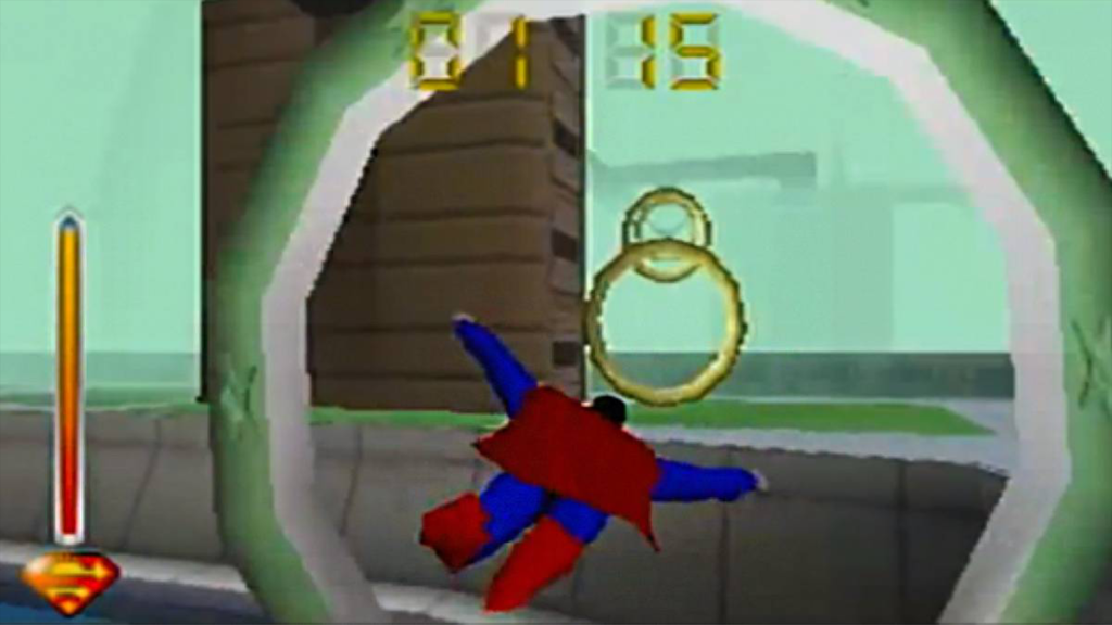 A screenshot from Superman 64.