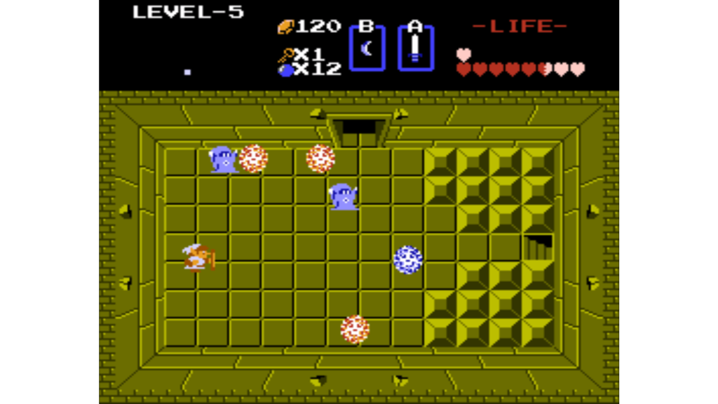 A screenshot from The Legend of Zelda on the Nintendo Entertainment System.
