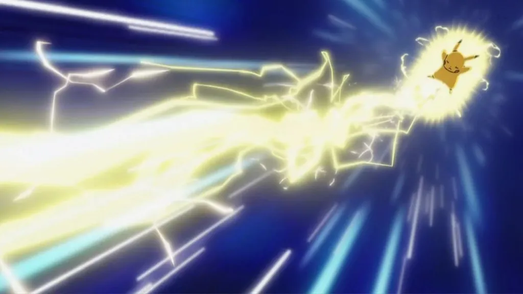 Pikachu using thunderbolt anime