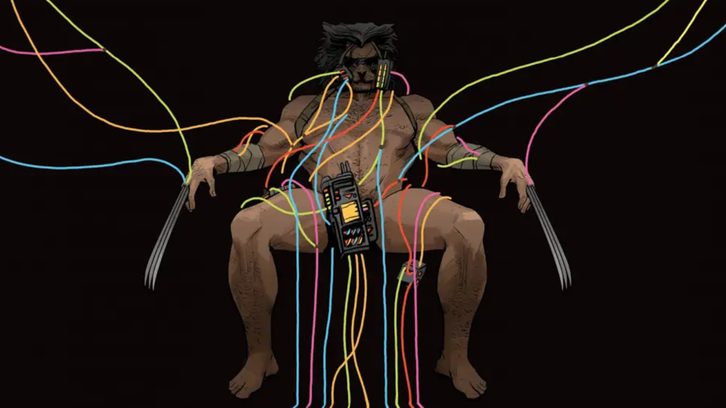 Wolverine Weapons of Armageddon Cover Logan in Chari with Wires