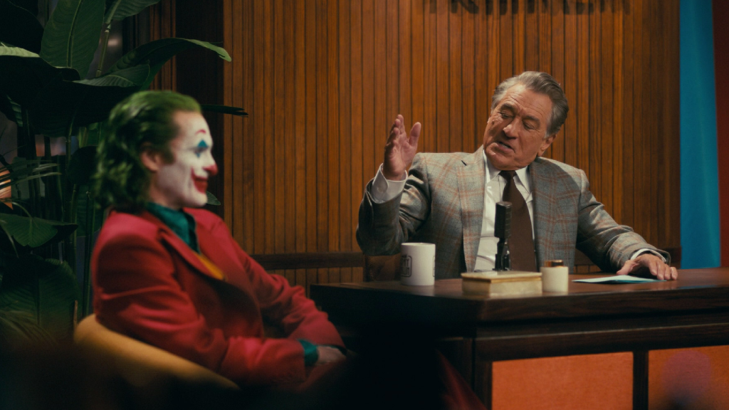 Arthur Fleck being interviewed by Murray in Joker