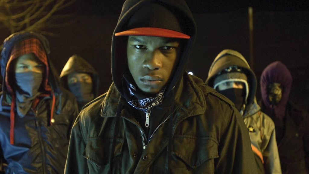 John Boyega and masked gang members in Attack the Block (2011)
