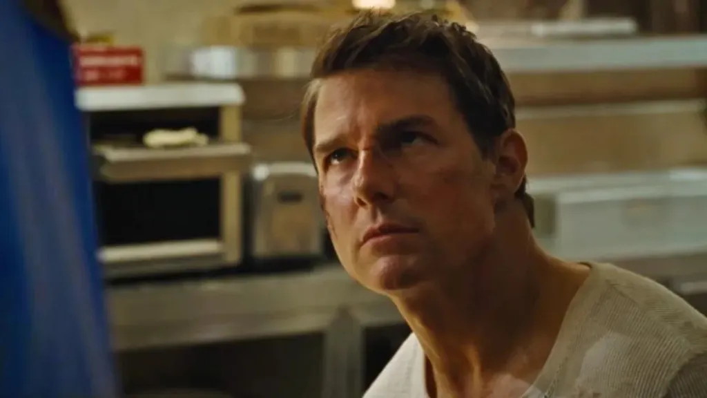Jack Reacher looking angry.