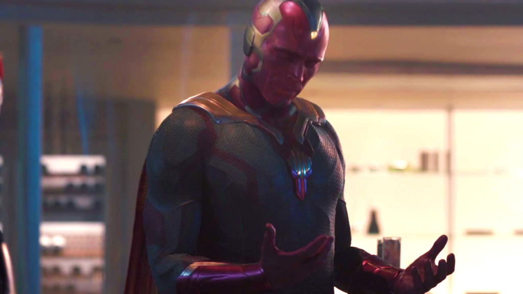 Vision staring at his hands in the MCU