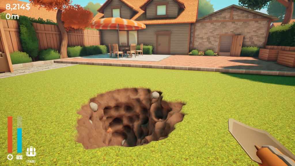A screenshot from A Game About Digging a Hole.
