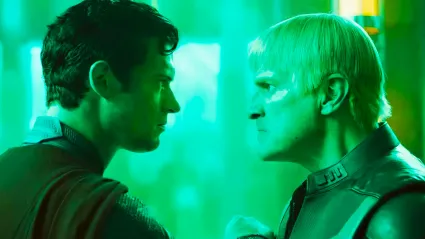 David Corenswet and Nathan Fillion in Superman