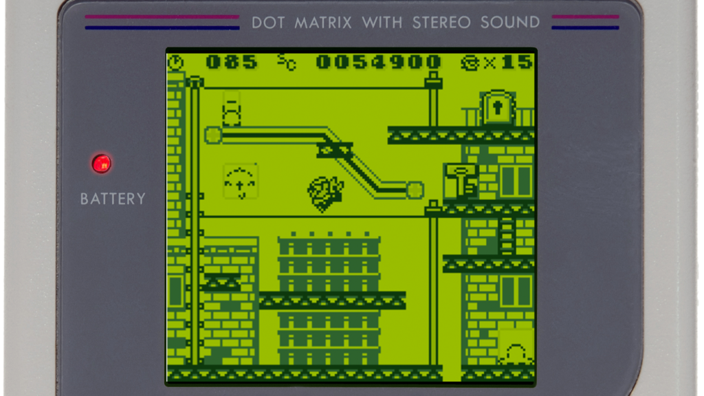 A screenshot from Donkey Kong on the Game Boy.