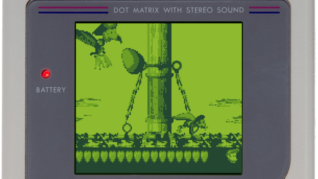 A screenshot from Donkey Kong Land 2, showing a large bird attacking.