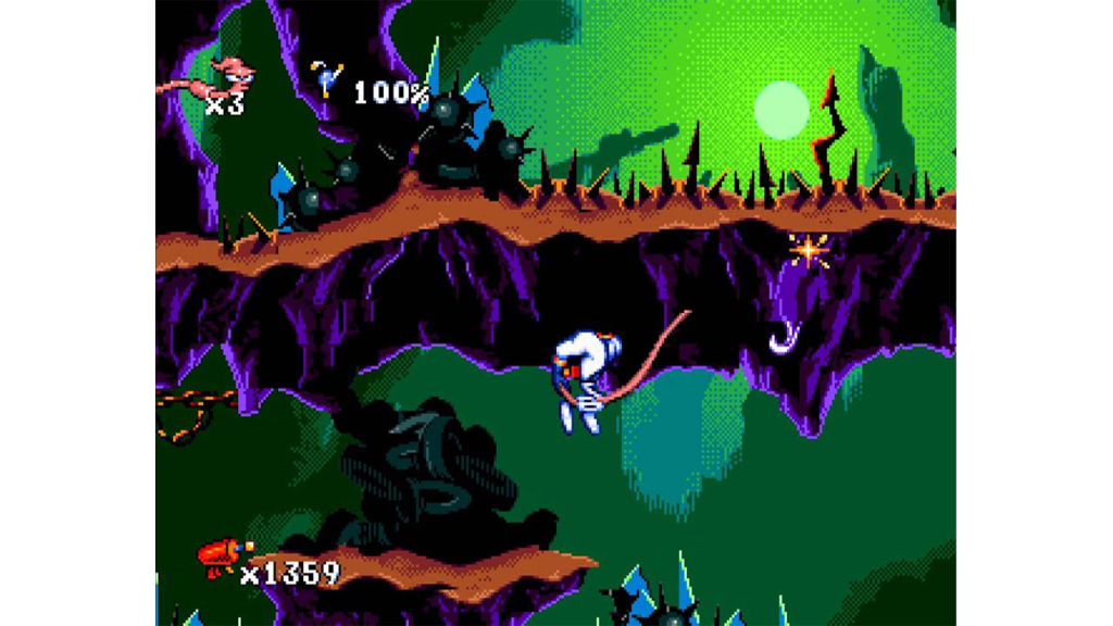 A screenshot from Earthworm Jim on the Sega Genesis.