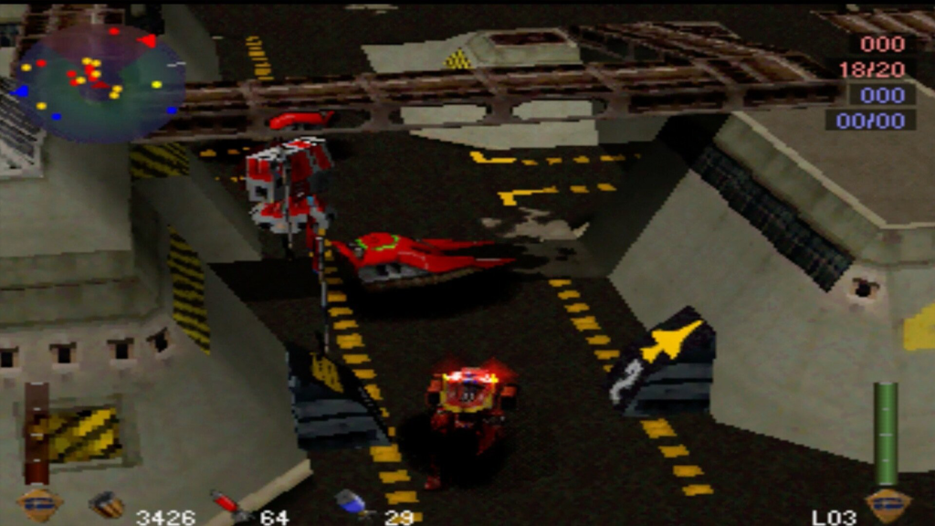 A screenshot from Future Cop LAPD on the PlayStation.