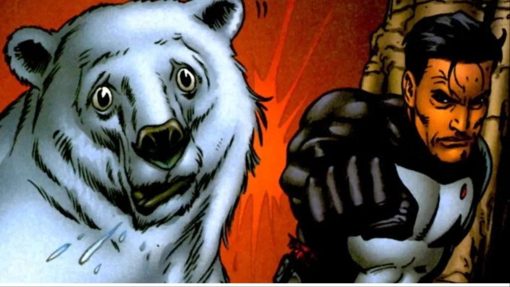 Punisher punching a polar bear