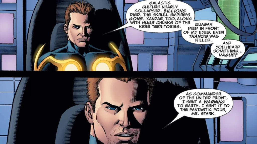 Nova talking to Iron Man about Civil War