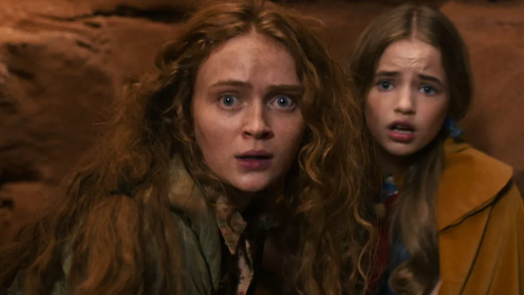 Sadie Sink as Max Mayfield and Nell Fisher as Holly Wheeler in Stranger Things Season 5