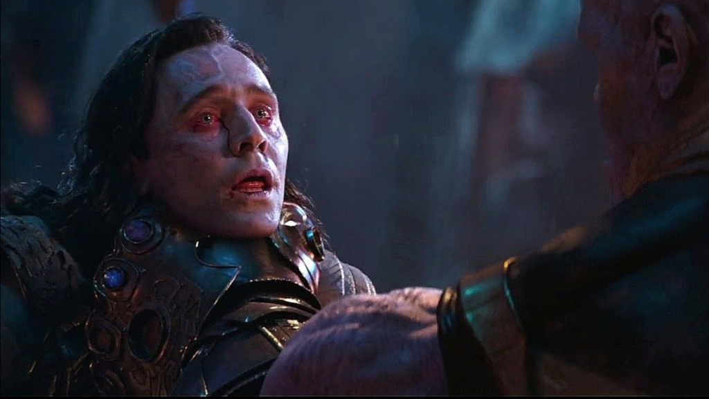 Loki being choked by Thanos in Avengers: Infinity War
