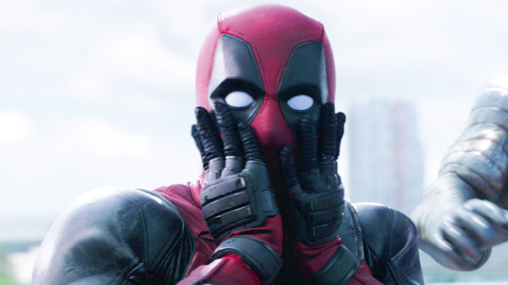 Ryan Reynolds as Deadpool gasping