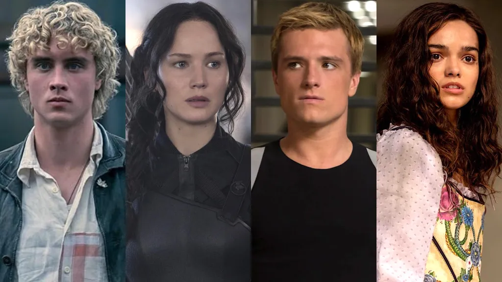 Haymitch, Katniss, Peeta, and Lucy Gray from The Hunger Games movies