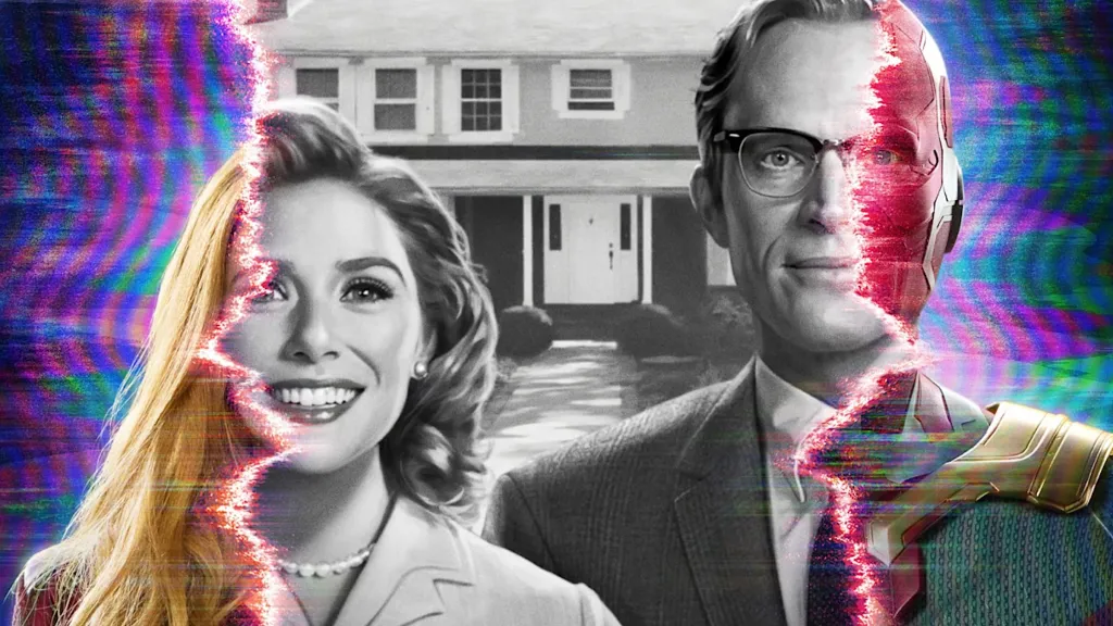 Elizabeth Olsen as Wanda Maximoff and Paul Bettany as Vision on WandaVision poster