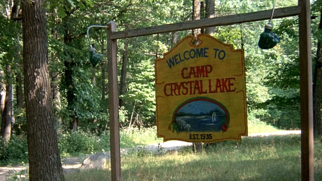 The Camp Crystal Lake sign in the Friday the 13th franchise