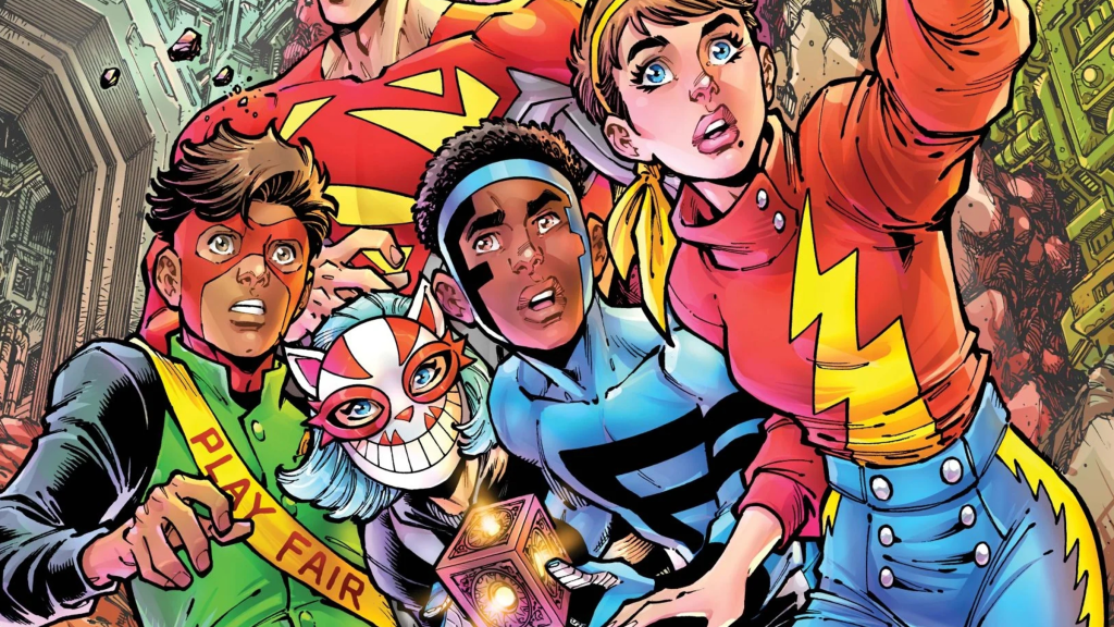 Cheshire Cat Fairplay Quiz Kid and the Boom with Superman Behind Them