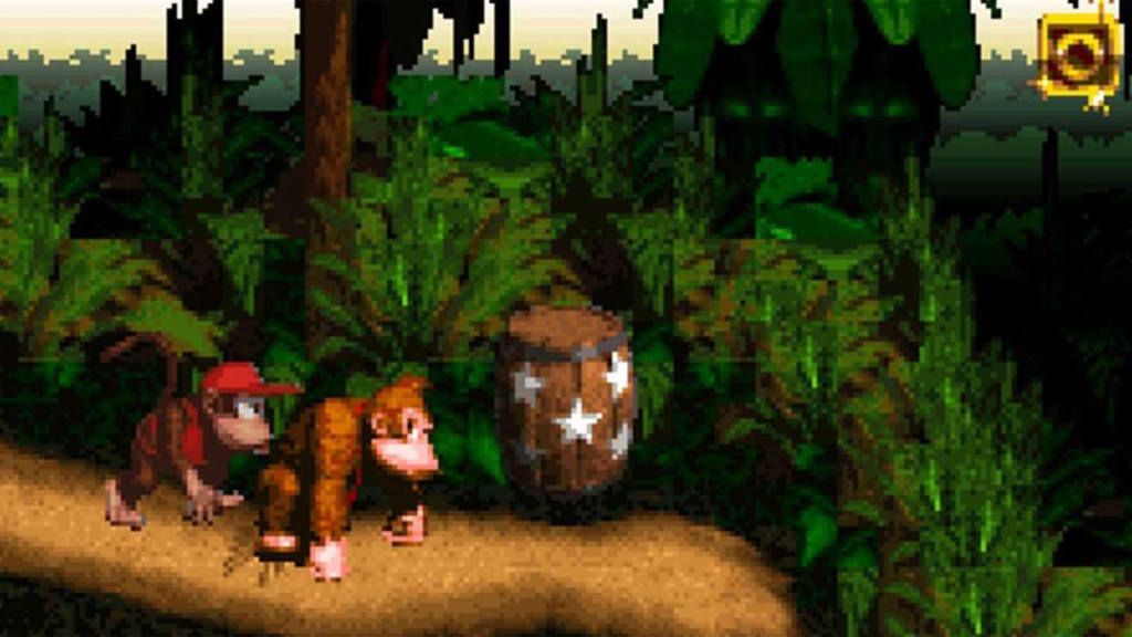 A screenshot from Donkey Kong Country.