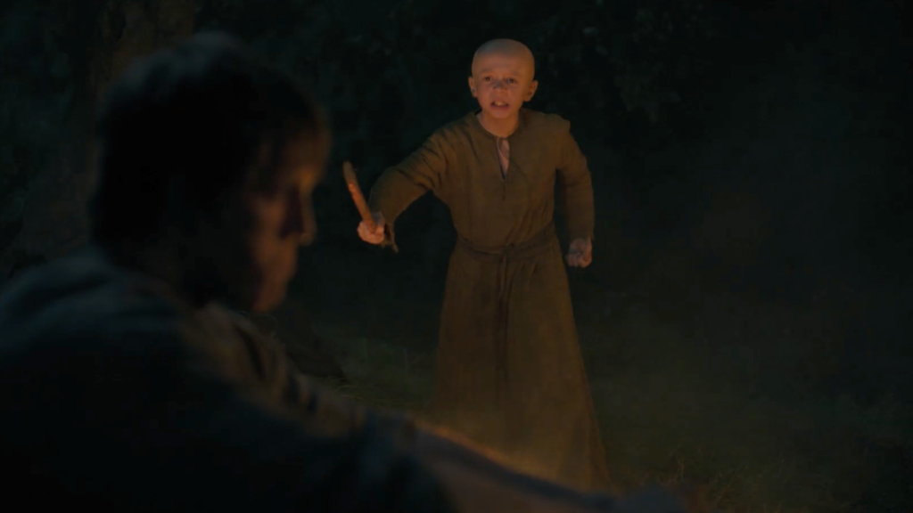 Egg looking at Dunk in A Knight of the Seven Kingdoms Season 1 Episode 2