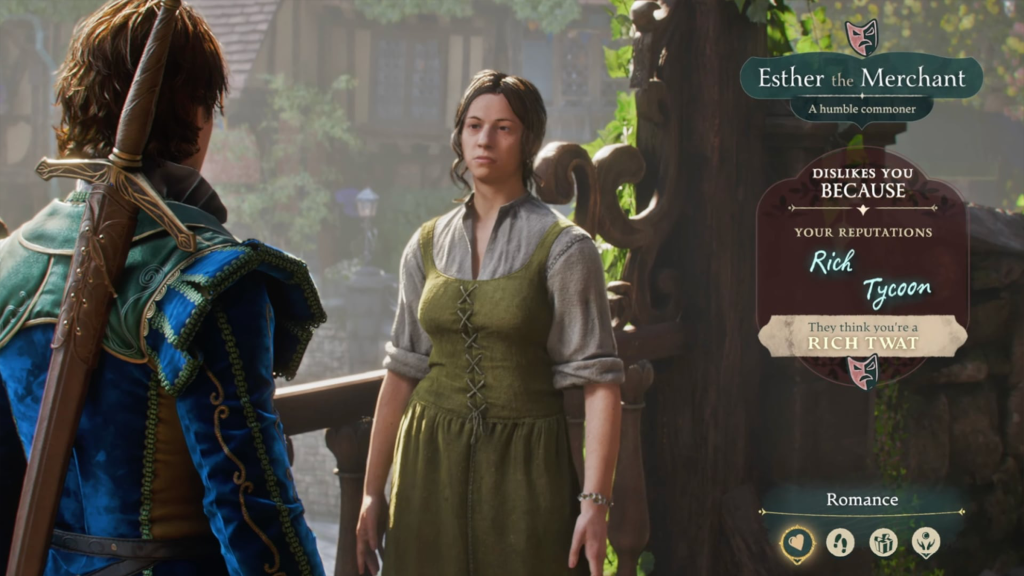 A screenshot from Fable, showing an interaction with a merchant.