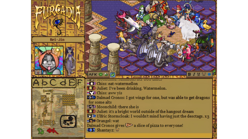 A screenshot from Furcadia (1996).