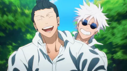 Geto and Gojo on a bike together in Jujutsu Kaisen Season 2's first opening