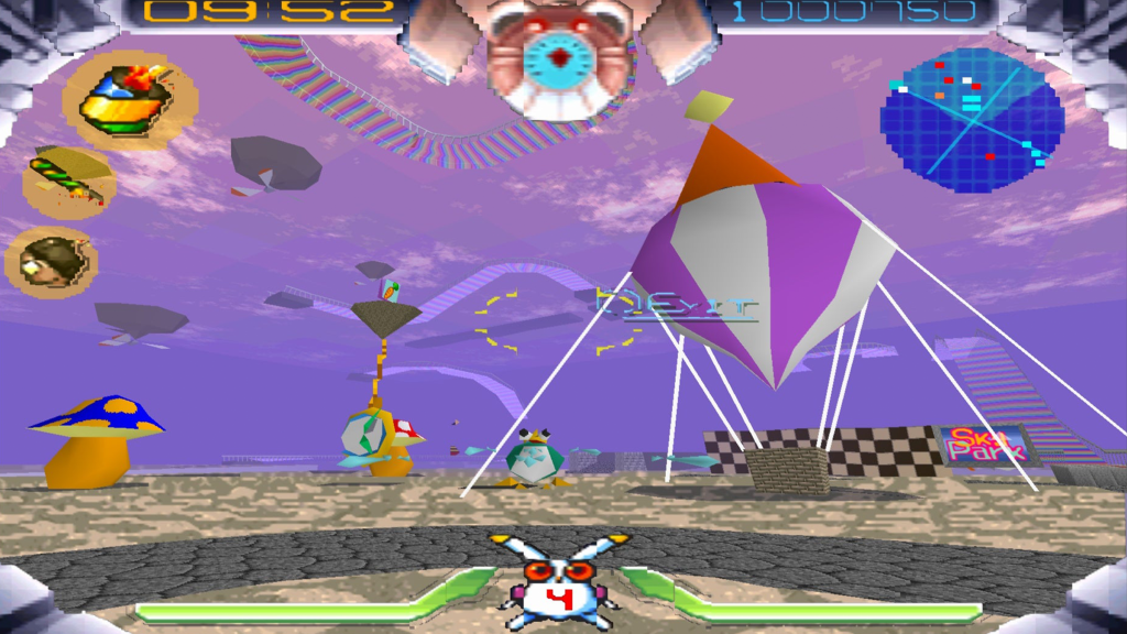A screenshot from Jumping Flash! on the PlayStation.