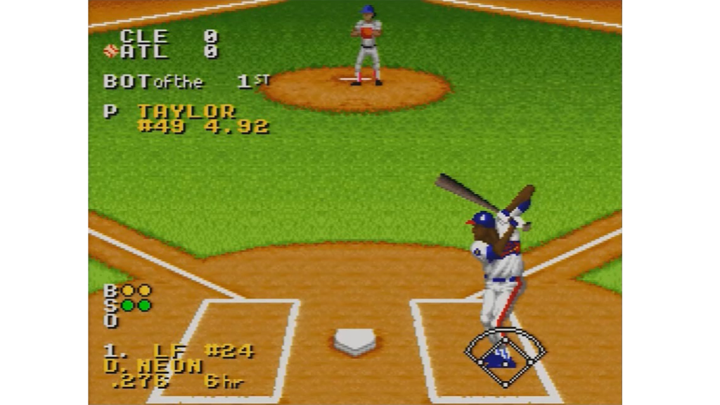 A screenshot from Ken Griffey Jr. Presents Major League Baseball on the SNES.