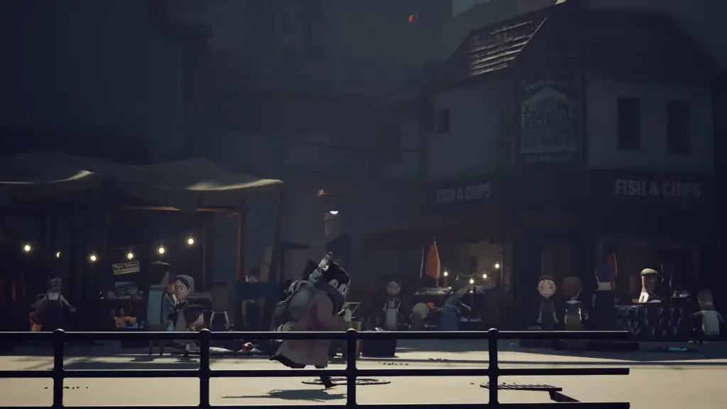 Little Devil Inside hub town area with main character running through it