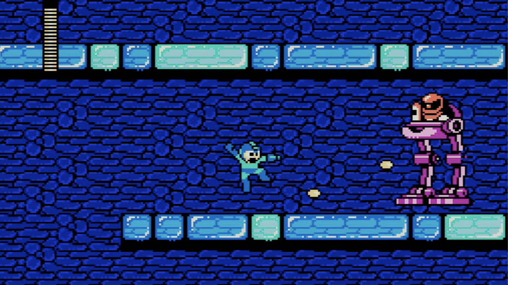 A screenshot from Mega Man 2 on the NES.