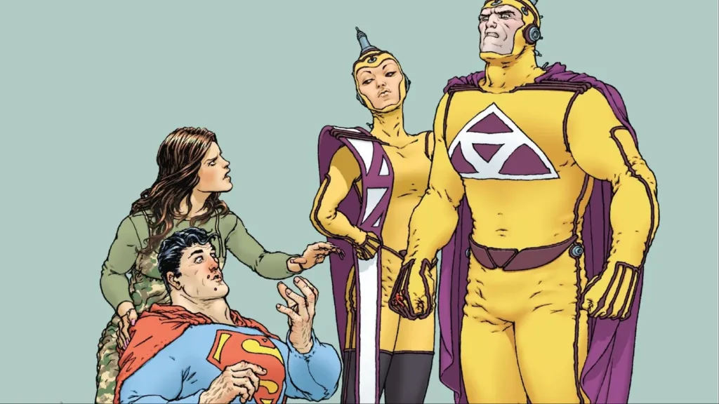 Superman attacked by two Kryptonians with Lois 