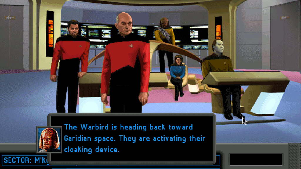 A screenshot from Star Trek: The Next Generation - A Final Unity.
