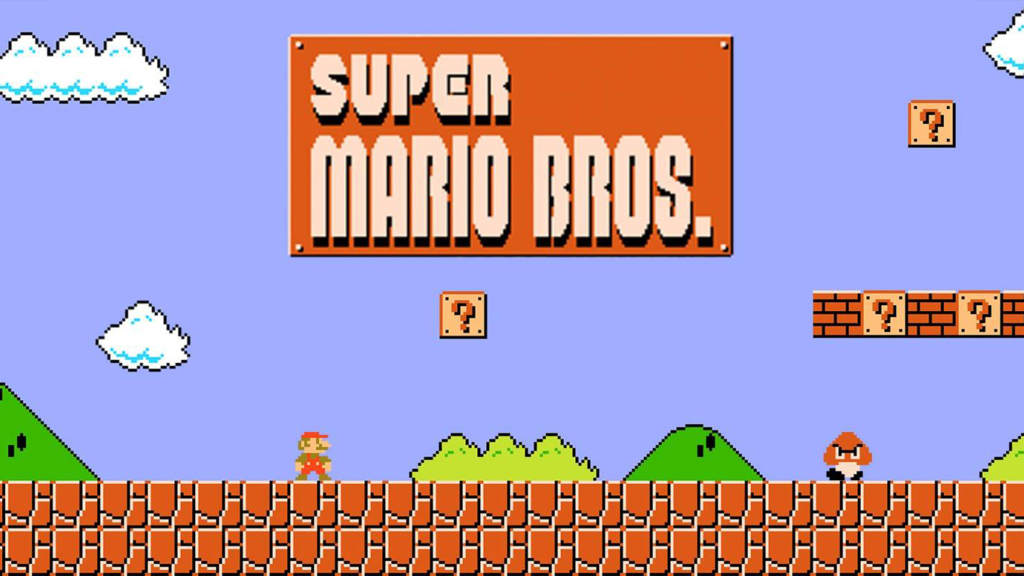 A screenshot from Super Mario Bros. on the NES.
